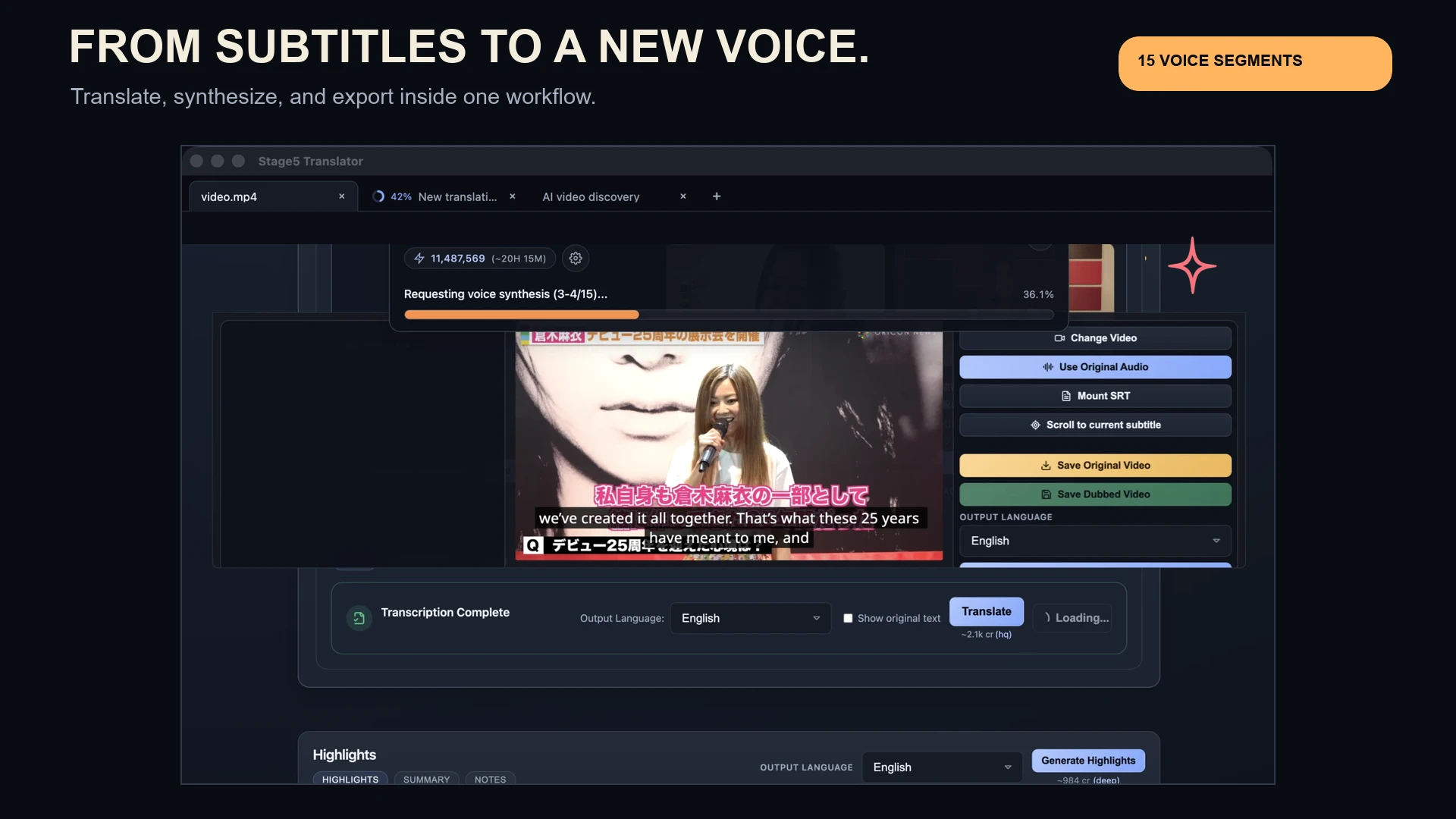 From original video to dubbed output